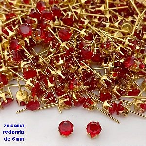 BRINCO NO BRUTO PRONTO PARA O BANHO(pote)- BRINCO DE PINO COM PEDRA DE ZIRCONIA DE 6MM REDONDA - PESO TOTAL 0,6GR - BRU25720
