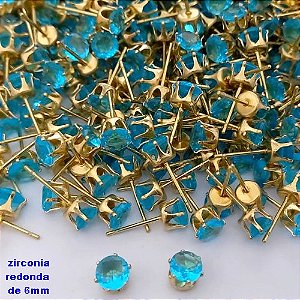 BRINCO NO BRUTO PRONTO PARA O BANHO(pote)- BRINCO DE PINO COM PEDRA DE ZIRCONIA DE 6MM REDONDA - PESO TOTAL 0,6GR - BRU25724