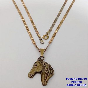 GARGANTILHA NO BRUTO PRONTO PARA O BANHO(CX184) COM CORRENTE IMPORTADA DE 60CM/ PINGENTE EM ALTA FUSÃO 3CM / PESO 6.9GR / BRU25729