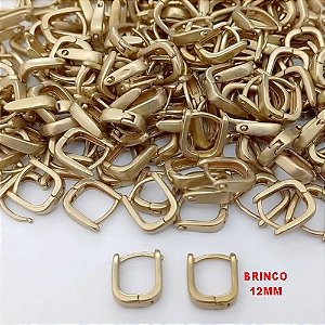 BRINCO NO BRUTO PRONTO PARA O BANHO(CX184)- BRINCO ARGOLINHA DE PRESSÃO(TRANQUETA)- TAMANHO 12MM / PESO TOTAL 1.3GR - BRU25735