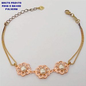 PULSEIRA NO BRUTO PRONTO PARA O BANHO(CX184)PULSEIRA COM CORRENTE VENEZIANA DUPLA (TAMANHO 18CM)-PESO 3.2GR - BRU25743