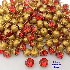 BRINCO NO BRUTO PRONTO PARA O BANHO(pote)- BRINCO DE PINO COM PEDRA DE 8MM REDONDA - PESO TOTAL 1GR - BRU25749