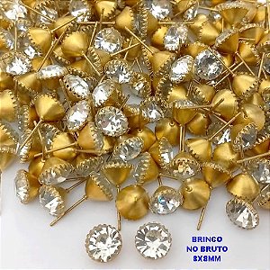 BRINCO NO BRUTO PRONTO PARA O BANHO(pote)- BRINCO DE PINO COM PEDRA DE 8MM REDONDA - PESO TOTAL 1GR - BRU25767