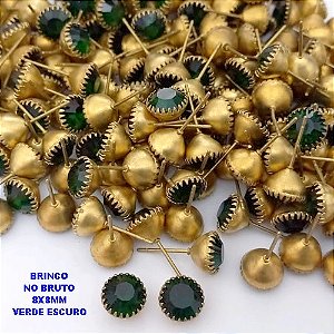 BRINCO NO BRUTO PRONTO PARA O BANHO(pote)- BRINCO DE PINO COM PEDRA DE 8MM REDONDA - PESO TOTAL 1GR - BRU25768