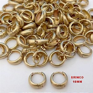 BRINCO NO BRUTO PRONTO PARA O BANHO(CX132)- BRINCO ARGOLINHA DE PRESSÃO(TRANQUETA)- TAMANHO 10MM / PESO TOTAL 1.1GR - BRU25770
