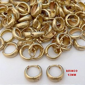 BRINCO NO BRUTO PRONTO PARA O BANHO(CX132)- BRINCO ARGOLINHA DE PRESSÃO(TRANQUETA)- TAMANHO 12MM / PESO TOTAL 1.8GR - BRU25771