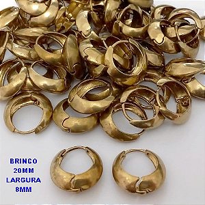BRINCO NO BRUTO PRONTO PARA O BANHO(CX185)- BRINCO ARGOLINHA DE PRESSÃO(TRANQUETA)- TAMANHO 20MM / LARGURA 8MM / PESO TOTAL 4.7GR - BRU25773