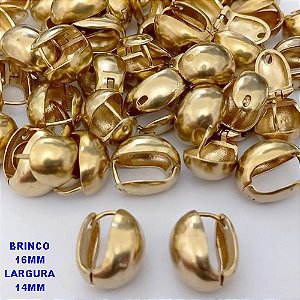 BRINCO NO BRUTO PRONTO PARA O BANHO(CX185)- BRINCO ARGOLINHA DE PRESSÃO(TRANQUETA)- TAMANHO 16MM / LARGURA 14MM / PESO TOTAL 5.7GR - BRU25775
