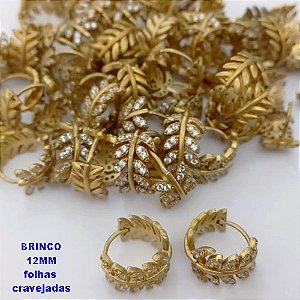 BRINCO NO BRUTO PRONTO PARA O BANHO(CX185)- BRINCO ARGOLINHA DE PRESSÃO(TRANQUETA)- TAMANHO 12MM um lado cravejado e outro não / PESO TOTAL 2.8GR - BRU25777