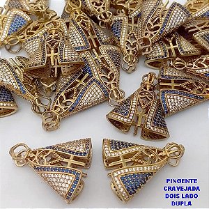 PINGENTE NO BRUTO PRONTO PARA O BANHO(CX185)- PINGENTE NOSSA SENHORA APARECIDA(cravejada dos dois lado)CRAVEJADO DE NOSSA SENHORA APRARECIDA)- TAMANHO 28X25MM / PESO TOTAL 5.7GR - BRU25784