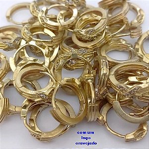 BRINCO NO BRUTO PRONTO PARA O BANHO(CX185)- BRINCO ARGOLINHA DE PRESSÃO(TRANQUETA)- TAMANHO 16MM COM UMA FILEIRA DE ZIRCONIA / PESO TOTAL 2.7GR - BRU25786