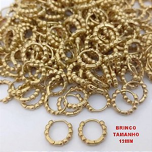 BRINCO NO BRUTO PRONTO PARA O BANHO(CX185)- BRINCO ARGOLINHA DE PRESSÃO(TRANQUETA)- TAMANHO 12MM / PESO TOTAL 1.1GR - BRU25789