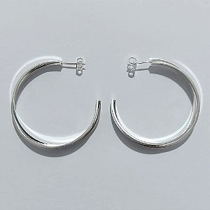 BRINCO FOLHEADO A PRATA COM 50 MILÉSIMOS + VERNIZ DIAMOND - BRINCO ARGOLA 5X40MM - PRA1047