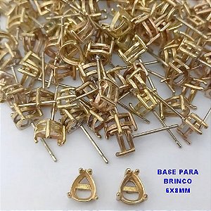 ACESSORIO NO BRUTO PRONTO PARA O BANHO(POTE)- BASE PARA BRINCO ALTA FUSÃO " 6X8MM " GOTA / PESO DO PAR 0,08GR -(VENDIDA POR PAR) BRU25791