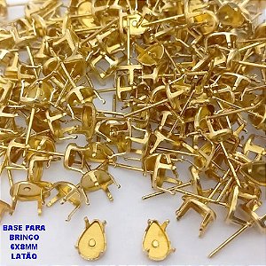 ACESSORIO NO BRUTO PRONTO PARA O BANHO(POTE)- BASE PARA BRINCO LATÃO " 6X8MM " GOTA / PESO DO PAR 0,03GR -(VENDIDA POR PAR) BRU25792
