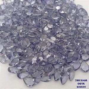 ACESSORIO NO BRUTO PRONTO PARA O BANHO(CX185) -(VENDIDA POR UNIDADE) (ZIRCONIA) "6X8MM" GOTA - COMPOSIÇÃO 100% - BRU25801