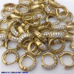 BRINCO NO BRUTO PRONTO PARA O BANHO(CX185)- BRINCO ARGOLINHA DE PRESSÃO(TRANQUETA)CRAVEJADA COM DUAS FILEIRA DE MICRO ZIRCONIA - TAMANHO 10MM / PESO TOTAL 1.3GR - BRU25805