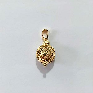 PINGENTE FOLHEADO A OURO - BANHADO COM 5 MILÉSIMOS + VERNIZ DIAMOND - PINGENTE ESFERA 11MM - OURO1411