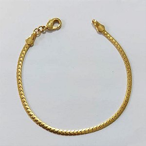 PULSEIRA FOLHEADA A OURO - BANHADA COM 5 MILÉSIMOS + VERNIZ DIAMOND - PULSEIRA 17CM - OURO1416