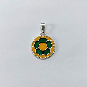 PINGENTE FOLHEADO A PRATA COM 50 MILÉSIMOS + VERNIZ DIAMOND - PINGENTE BOLA DE FUTEBOL 17MM - PRA1053