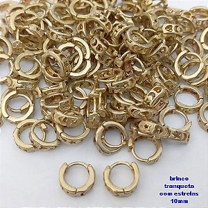 BRINCO NO BRUTO PRONTO PARA O BANHO (CX185) - BRINCO ARGOLINHA DE PRESSÃO(TRANQUETA)- TAMANHO 10MM / PESO TOTAL 0,08GR - BRU25811