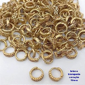 BRINCO NO BRUTO PRONTO PARA O BANHO (CX185) - BRINCO ARGOLINHA DE PRESSÃO(TRANQUETA)- TAMANHO 10MM / PESO TOTAL 0,08GR - BRU25812