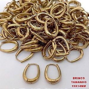 BRINCO NO BRUTO PRONTO PARA O BANHO (CX185) -BRINCO ARGOLINHA DE PRESSÃO(TRANQUETA)- TAMANHO 19X14MM / PESO TOTAL 3.2GR - BRU25824