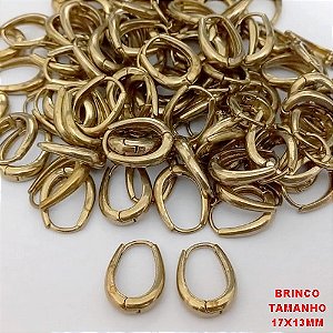 BRINCO NO BRUTO PRONTO PARA O BANHO (CX185) -BRINCO ARGOLINHA DE PRESSÃO(TRANQUETA)- TAMANHO 17X13MM / PESO TOTAL 2.7GR - BRU25825