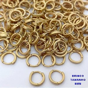 BRINCO NO BRUTO PRONTO PARA O BANHO (CX185) -BRINCO ARGOLINHA DE PRESSÃO(TRANQUETA)- TAMANHO 8MM / PESO TOTAL 0,05GR - BRU25827