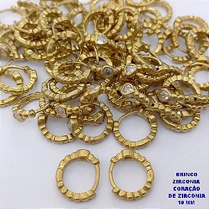 BRINCO NO BRUTO PRONTO PARA O BANHO(CX185)- BRINCO ARGOLINHA DE PRESSÃO(TRANQUETA)- TAMANHO 10MM COM UM CORAÇÃO DE ZIRCONIA / PESO TOTAL 1.4GR - BRU25848