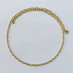 CORRENTE FOLHEADA A OURO - BANHADA COM 5 MILÉSIMOS + VERNIZ DIAMOND - CORRENTE 50CM FECHO LAGOSTA - OURO1448