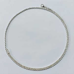 CORRENTE FOLHEADA A PRATA COM 50 MILÉSIMOS + VERNIZ DIAMOND - CORDÃO BAIANO 60CM - PRA1075
