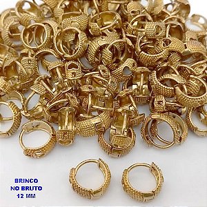 BRINCO NO BRUTO PRONTO PARA O BANHO(CX132)- BRINCO ARGOLINHA DE PRESSÃO(TRANQUETA)- TAMANHO 12MM / PESO TOTAL 2.3GR - BRU25853