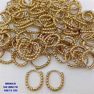 BRINCO NO BRUTO PRONTO PARA O BANHO(CX132)- BRINCO ARGOLINHA DE PRESSÃO(TRANQUETA)- TAMANHO 16X13MM / PESO TOTAL 1.8GR - BRU25854