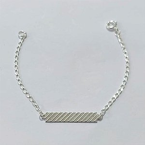 PULSEIRA FOLHEADA A PRATA COM 50 MILÉSIMOS + VERNIZ DIAMOND - PULSEIRA INFANTIL COM PLAQUINHA - TAM: 14CM - PRA1078