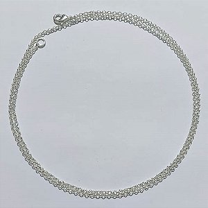 CORRENTE FOLHEADA A PRATA COM 50 MILÉSIMOS + VERNIZ DIAMOND - CORRENTE 70CM FECHO LAGOSTA - PRA1101
