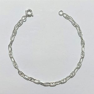 PULSEIRA FOLHEADA A PRATA COM 50 MILÉSIMOS + VERNIZ DIAMOND - PULSEIRA 17CM - PRA1105