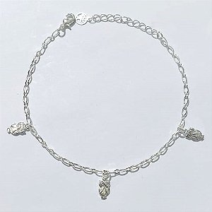 PULSEIRA FOLHEADA A PRATA COM 50 MILÉSIMOS + VERNIZ DIAMOND - PULSEIRA 19CM + EXTENSOR COM CORUJAS - PRA1112