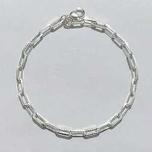PULSEIRA FOLHEADA A PRATA COM 50 MILÉSIMOS + VERNIZ DIAMOND - PULSEIRA 20CM - PRA1119