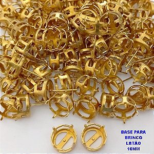 ACESSORIO NO BRUTO PRONTO PARA O BANHO - BASE PARA BRINCO COM PINO EM "LATÃO" - PESO DO PAR 0,9GR - TAMANHO 10X10MM)(REDONDA) - VALOR PAR BRU25877