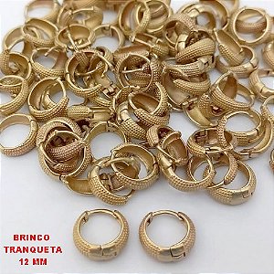 BRINCO NO BRUTO PRONTO PARA O BANHO(CX185)- BRINCO ARGOLINHA DE PRESSÃO(TRANQUETA)- TAMANHO 12MM / PESO TOTAL 1.5GR - BRU25880