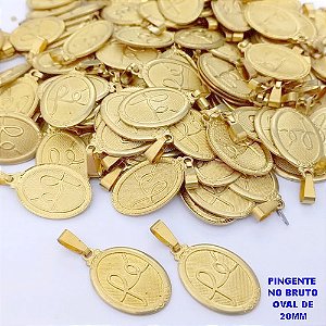 PINGENTE NO BRUTO PRONTO PARA O BANHO(3471) (CX39)Pingente Oval Fé 20mm- PESO 1.4GR - BRU25893