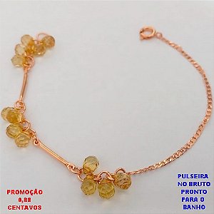 PULSEIRA NO BRUTO PRONTO PARA O BANHO(CX39)PULSEIRA SIMPLES E DELICADA COM PENCAS DE CRISTALPESO 2.9GR - BRU25894