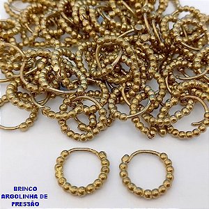BRINCO NO BRUTO PRONTO PARA O BANHO(CX186) - BRINCO DE ARGOLINHA DE PRESSÃO(TRANQUETA) PESO TOTAL 2.1GR -TAMANHO 14MM -BRU25901