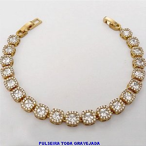 PULSEIRA NO BRUTO PRONTO PARA O BANHO(CX186) - PULSEIRA TODA CRAVEJADA EM ZIRCONIA E MICRO ZIRCONIAS / TAMANHO 18CM(PESO DO PAR 11GR) - BRU25911