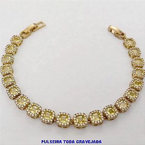 PULSEIRA NO BRUTO PRONTO PARA O BANHO(CX186) - PULSEIRA TODA CRAVEJADA EM ZIRCONIA E MICRO ZIRCONIAS / TAMANHO 18CM(PESO DO PAR 11GR) - BRU25912