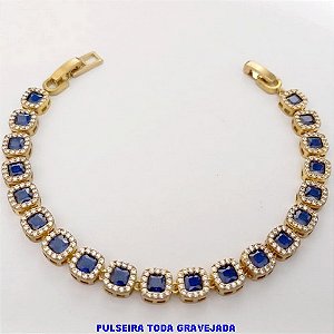 PULSEIRA NO BRUTO PRONTO PARA O BANHO(CX186) - PULSEIRA TODA CRAVEJADA EM ZIRCONIA E MICRO ZIRCONIAS / TAMANHO 18CM(PESO DO PAR 11GR) - BRU25913