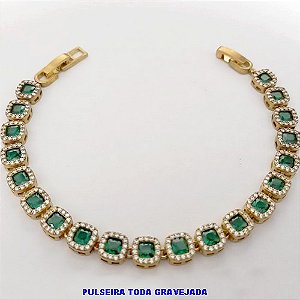 PULSEIRA NO BRUTO PRONTO PARA O BANHO(CX186) - PULSEIRA TODA CRAVEJADA EM ZIRCONIA E MICRO ZIRCONIAS / TAMANHO 18CM(PESO DO PAR 11GR) - BRU25915