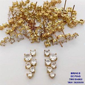 BRINCO BRUTO PRONTO PARA O BANHO(CX186) BRINCO DE PINO TODO EM ZIRCONIAS - TAMANHO 20X8MM (PESO 2.2GR) - BRU25916