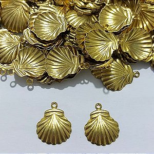 ACESSÓRIO NO BRUTO PRONTO PARA O BANHO - (V3170) CONCHA COM UMA ARGOLINHA 15MM - PESO 0,3GR - COMPOSIÇÃO 100% LATÃO - BRU27006